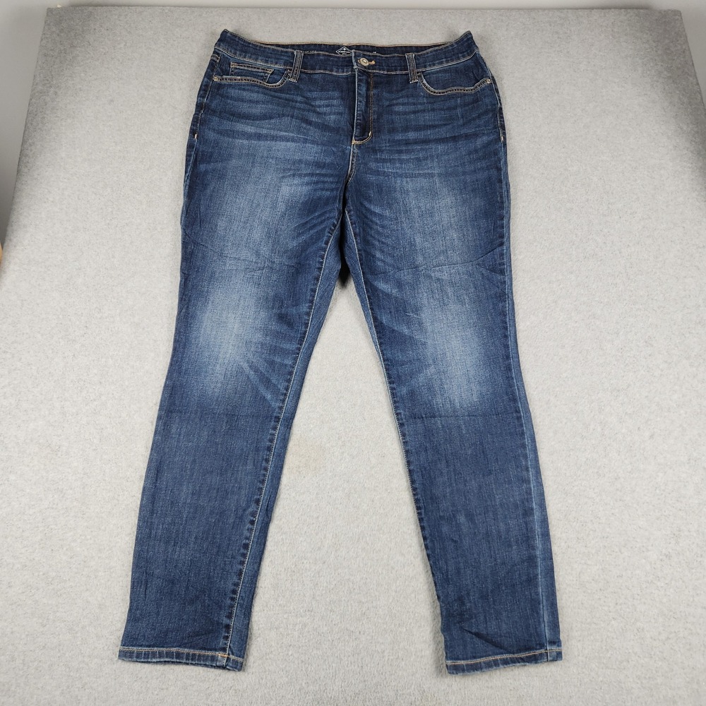 St. John's Bay Jeans Womens 18 Blue Denim Cotton Dark Wash Stretch Skinny Leg